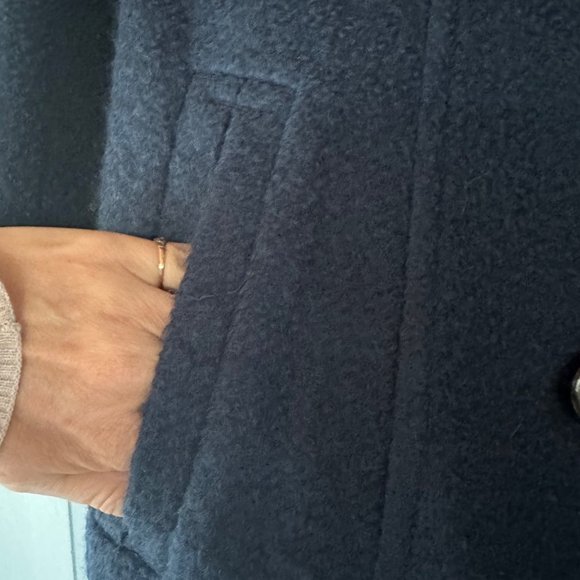 Laundry Shelli Segal Pea Coat Faux Fur Trim Wool Blend 14 Teal Double Breasted - Picture 4 of 8